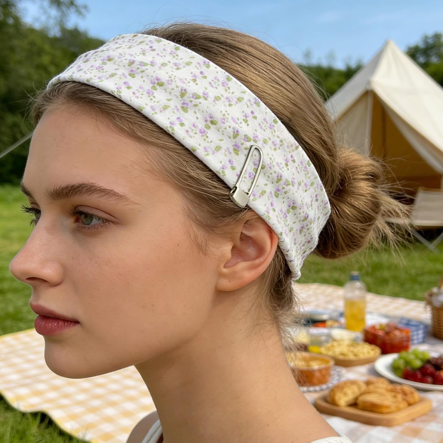 Floral Headbands for Women Non Slip Elastic - Set of 8 Soft fabrics Hair Bands, Wide Headwraps for Everyday Fashion & Workout, Casual Wear & Daily Outfits, 2 Inches Wide (Floral - Image 7