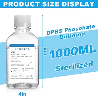 DPBS Buffer, 1X Dulbecco's Phosphate-Buffered Saline Without Calcium & Magnesium, pH 7.4, Sterilization, 0.1um Filter, 1000ml/Bottle, 6 Bottle/Case