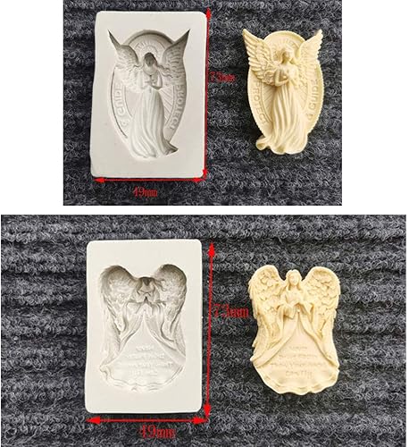 Miniatura 4 de SOFEA Molde de silicona de resina epoxi de ángel, molde de silicona para decoración de tartas de ángel, molde de ángel