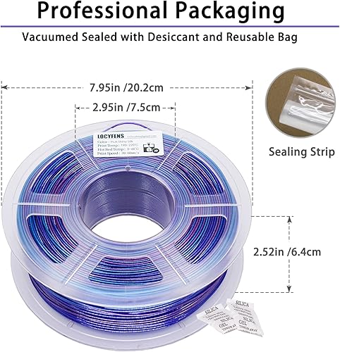 Miniatura 8 de Filamento de ácido poliláctico para impresora 3D, filamento PLA de 0.069in, filamento PLA arcoíris que cambia de color, 0.001in, filamento de