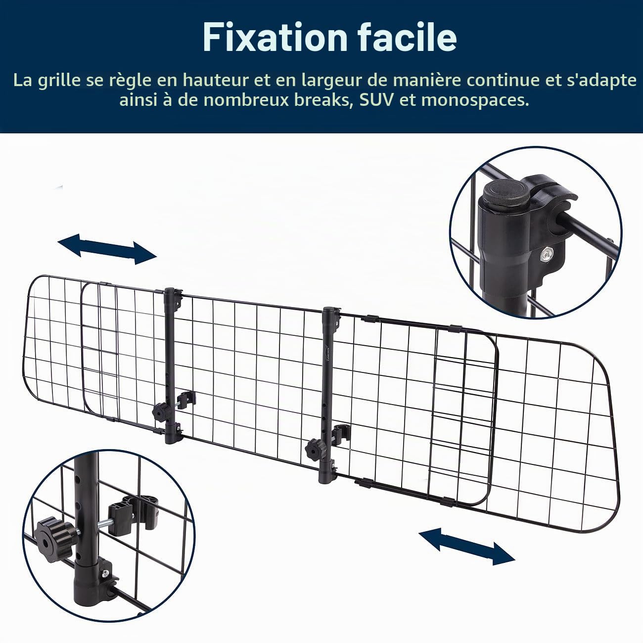 Grille de séparation de coffre réglable pour chien [Lescars]