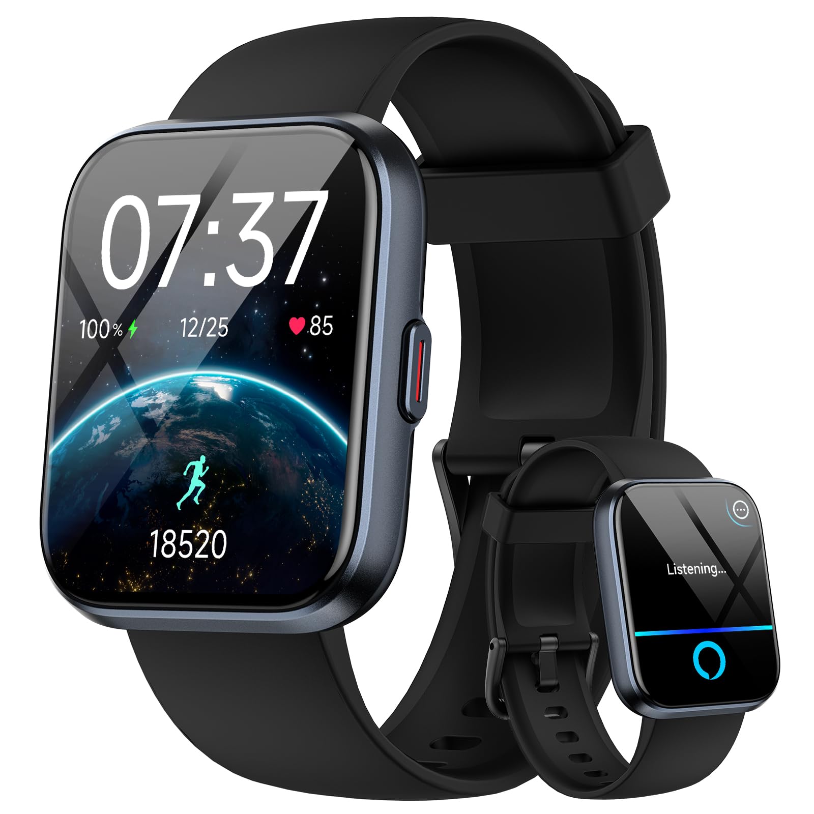 Smartwatch Damen Herren mit Telefonfunktion, 1,85" Smart Watch Fitness Tracker, Fitnessuhr mit Herzfrequenz/Schlafmonitor/SpO2, 120+ Sportmodi 3ATM Wasserdicht Sportuhr Uhr für iOS Android, Alexa