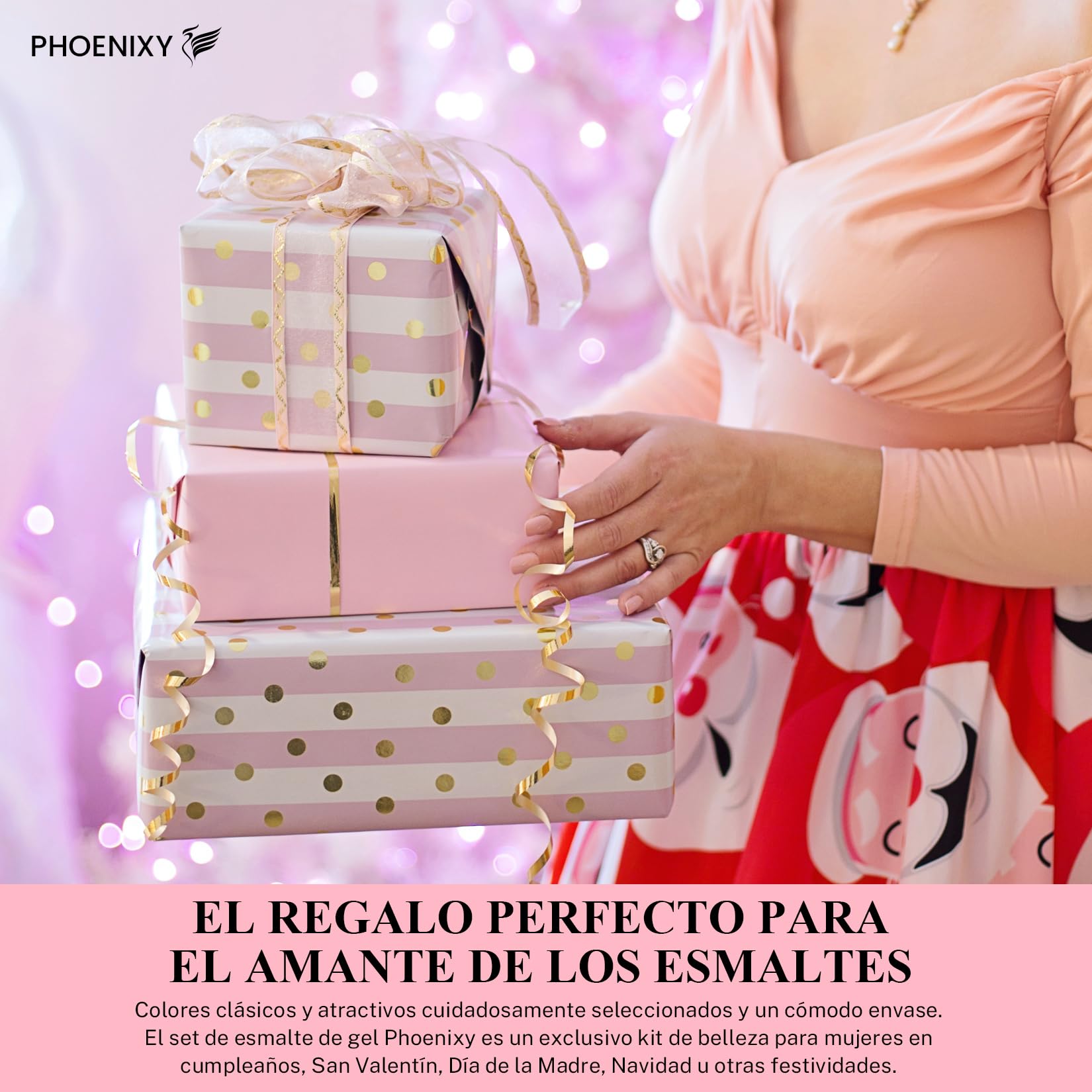 PHOENIXY Kit Uñas Semipermanentes Con Lámparas UV 55 Colors Esmaltes Semipermanentes Para Uñas 60 PCS Kit de Manicura Profesional Con 4 Capas Superiores de Efecto y Base Regalo Para Mujeres