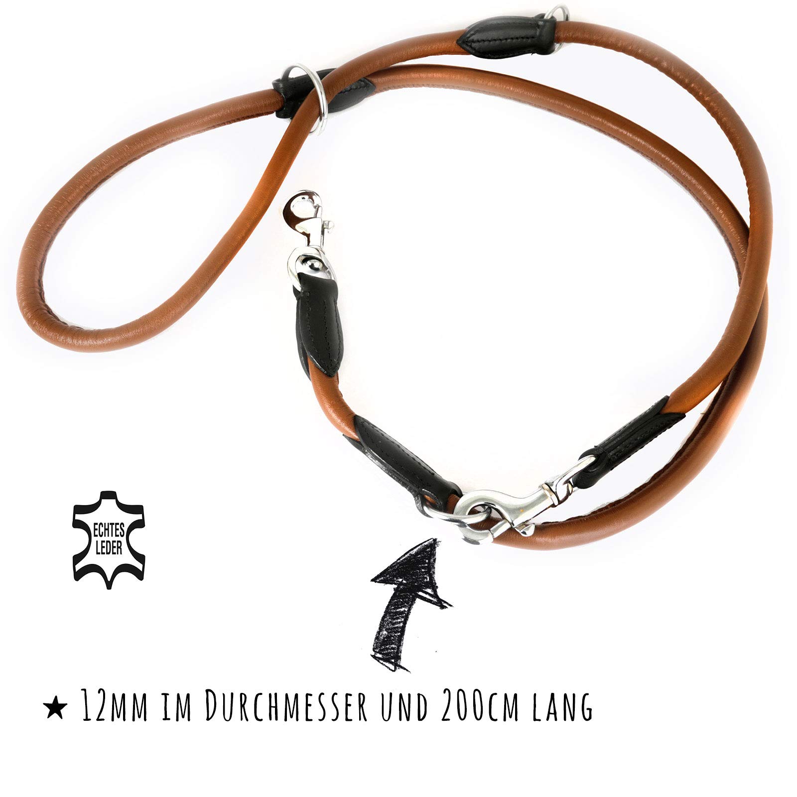 MONKIMAU Kurzführer-Hundeleine Aus Echtem Leder – Robust, Bequem, Mit Edelstahl-Karabiner, Handgefertigt