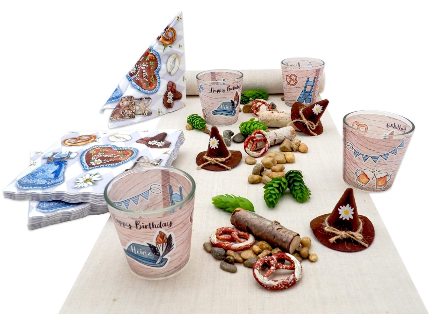 Oktoberfest Deko-Set Bayrisch Mann Tischdeko Oktoberfest Geburtstag Motto Wiesn-Party personalisierte Windlichter