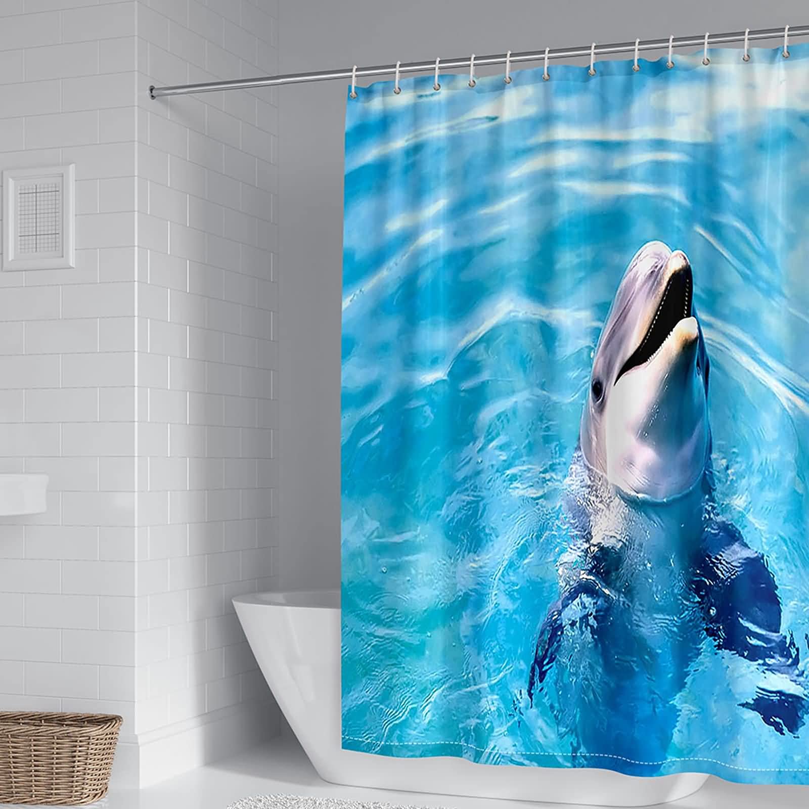 Rideau de douche dauphin 180x180cm KnSam en polyester anti-moisissure