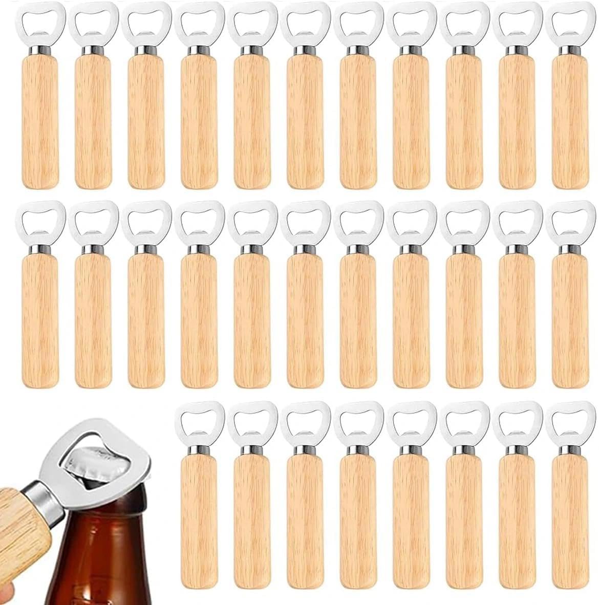 30 apribottiglie in legno, apribottiglie con manico in legno, regalo per uomini e amanti della birra
