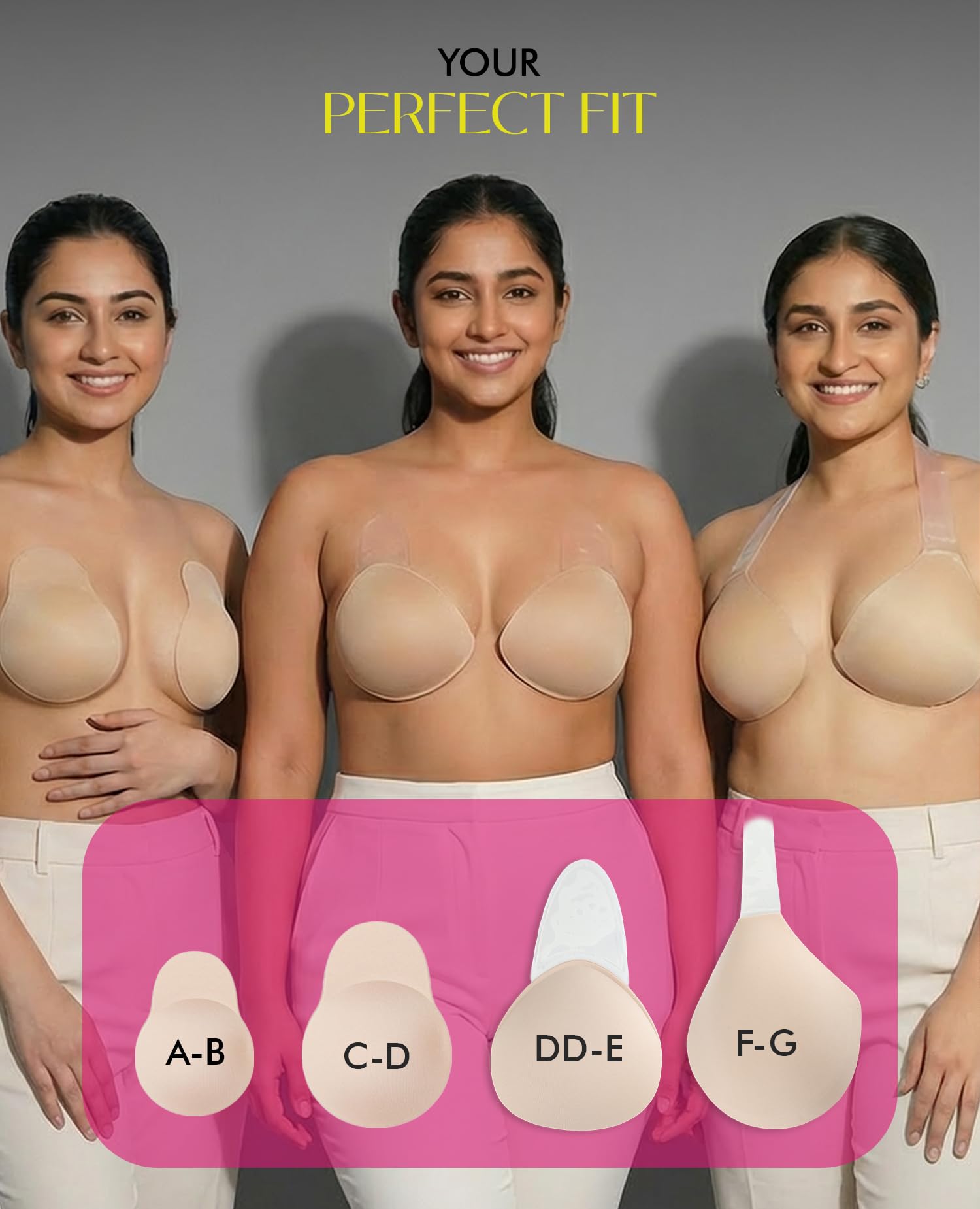 PINQ POLKA Reusable Silicone Bra Lift Cup for Women|Stick on|Invisible |Breast Lift Cups |Skin- Friendly Adhesive|Up to 12 Hrs Sticking Capacity|Reusable Cloth Bag|Black Colour A- B Cup Size - 2 Pcs 2