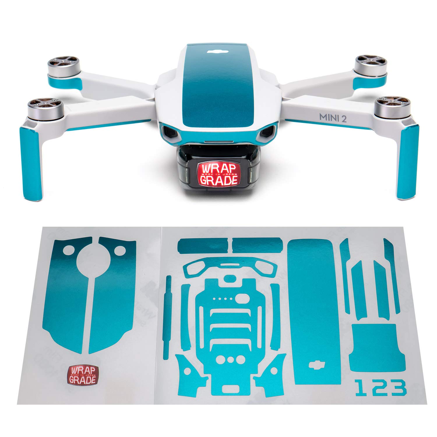 Wrapgrade Skin Compatible with DJI Mini 2 | Accent Color (CARIBBEAN BLUE)
