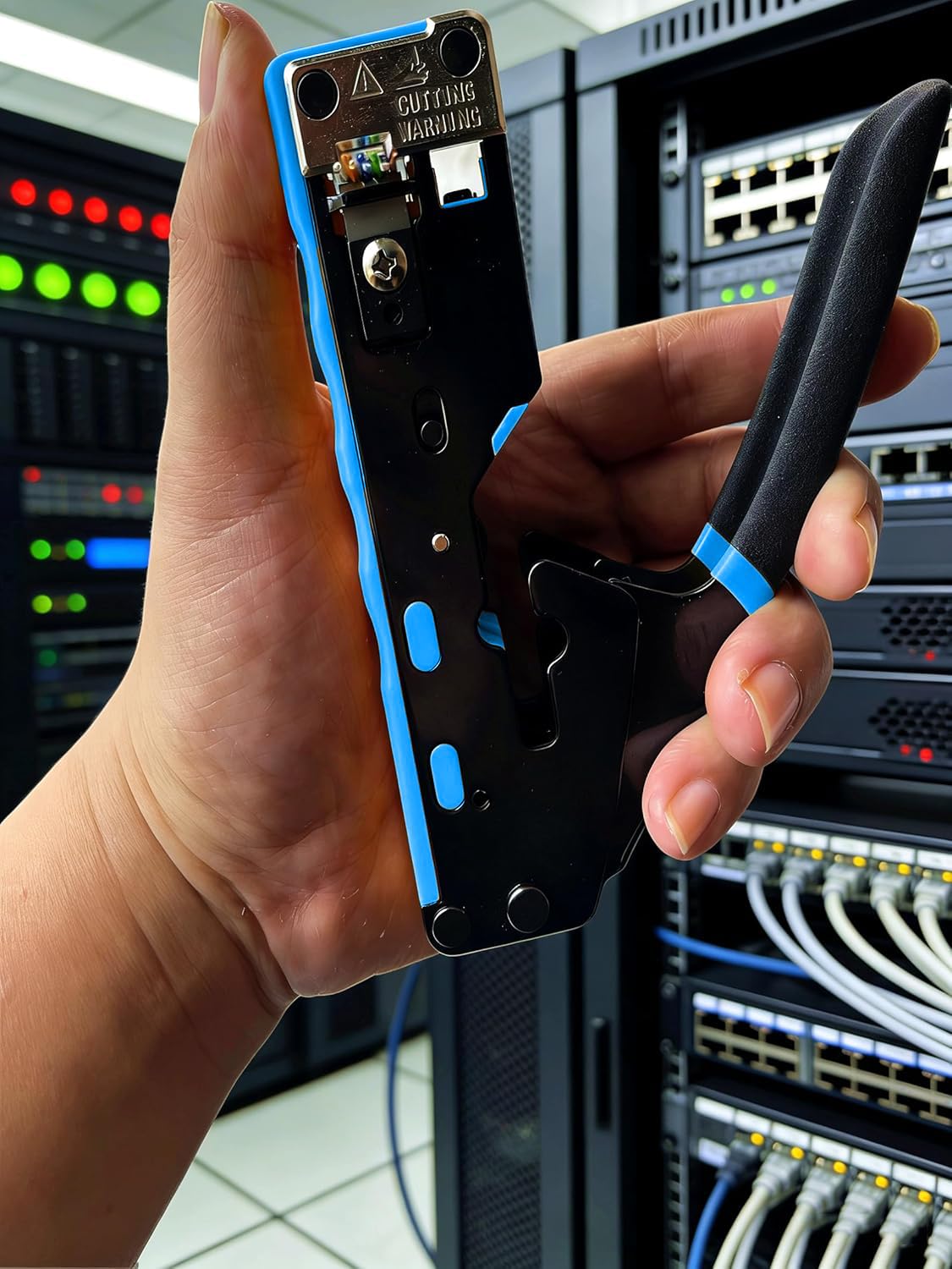 Pass Through RJ45 Crimp Tool Kit, Netzwerk Tool Kit für Cat6 Cat5 | Ethernet Crimper Cat6 Cat5e Cat5 Crimpzange mit Draht-Tracker, Durchgangsanschlüsse
