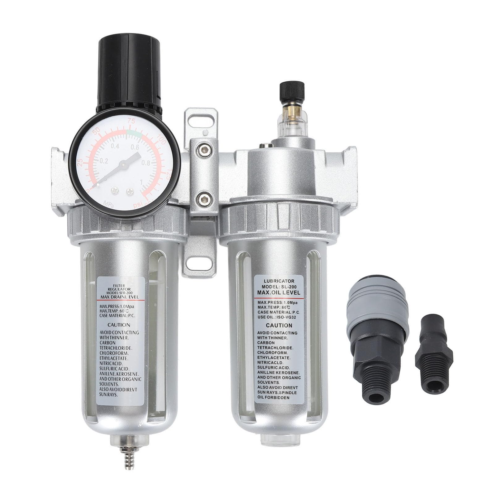 Regolatore di pressione per filtro dell’aria da 1/4 di pollice, filtro per aria compressa con quadrante e separatore olio-acqua, di essiccazione dell’aria in lega di