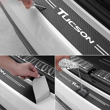 Car Rear Bumper Protector Strip for Hyundai Tucson Carbon Fiber Anti-scratch Rubber Rear Bumper Protector Sticker