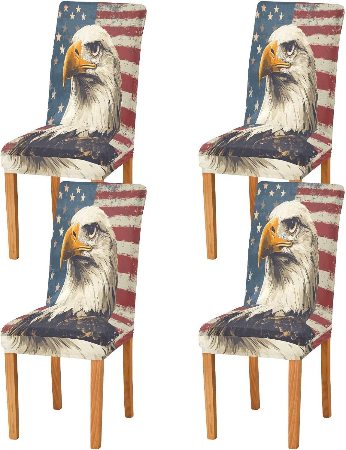 ALAZA Chair Covers for Dining Room, USA Eagles Vintage Stretch Chair Cover Sets Chair Protector Removable Washable for Ktichen Restaurant Hotel