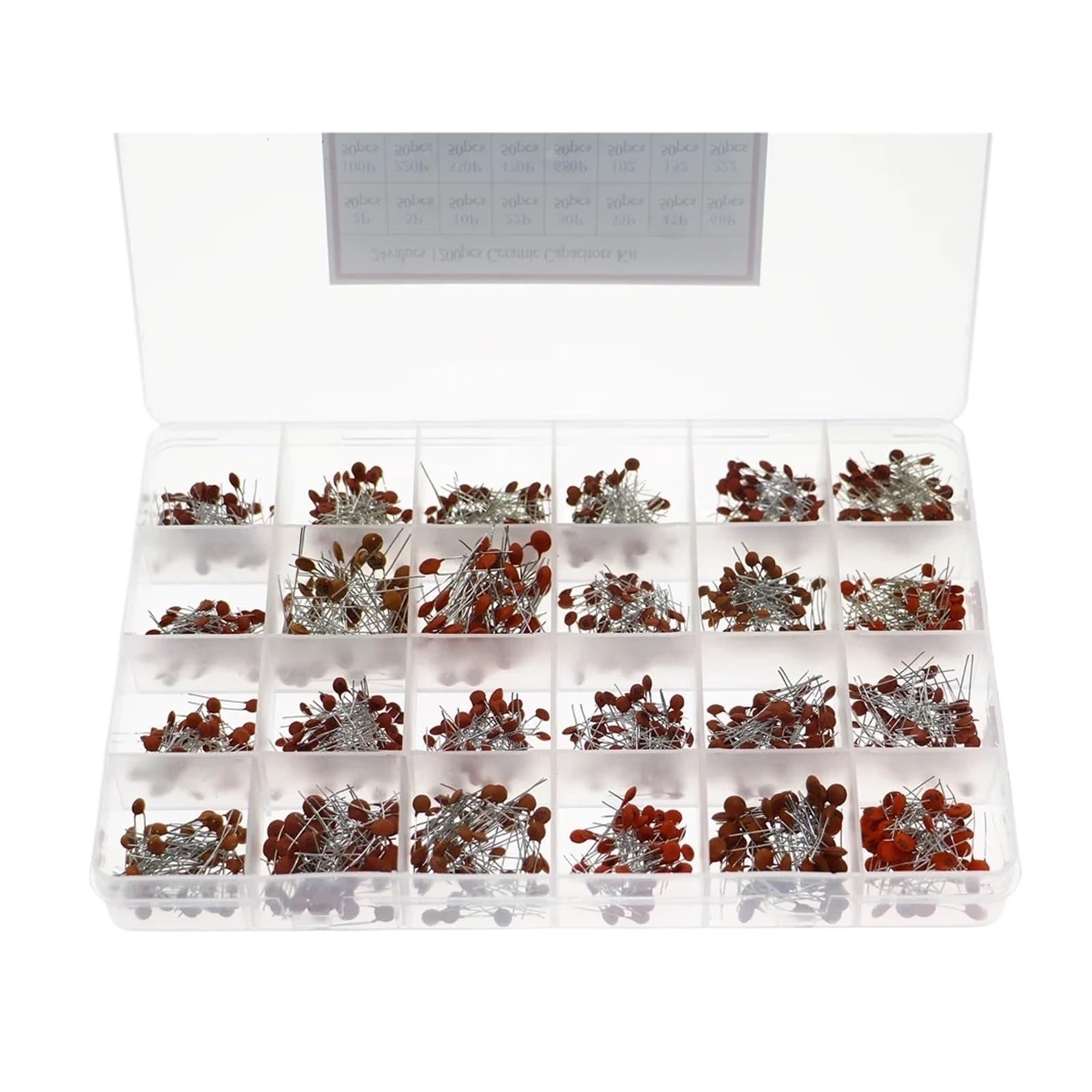 Kit surtido de condensadores cerámicos de 24 valores, juego de condensadores 2PF-0,1UF 50V, paquete electrónico 47PF 68PF 100PF 220PF