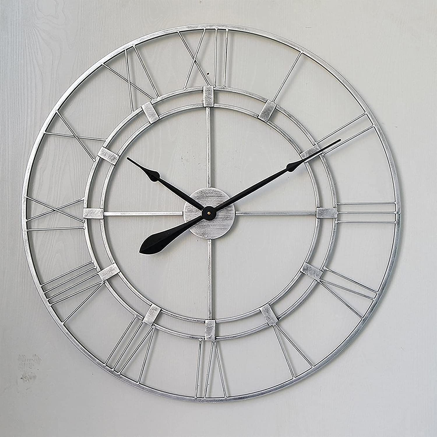 Grande horloge murale pour salon et jardin vintage noire au style rétro unique