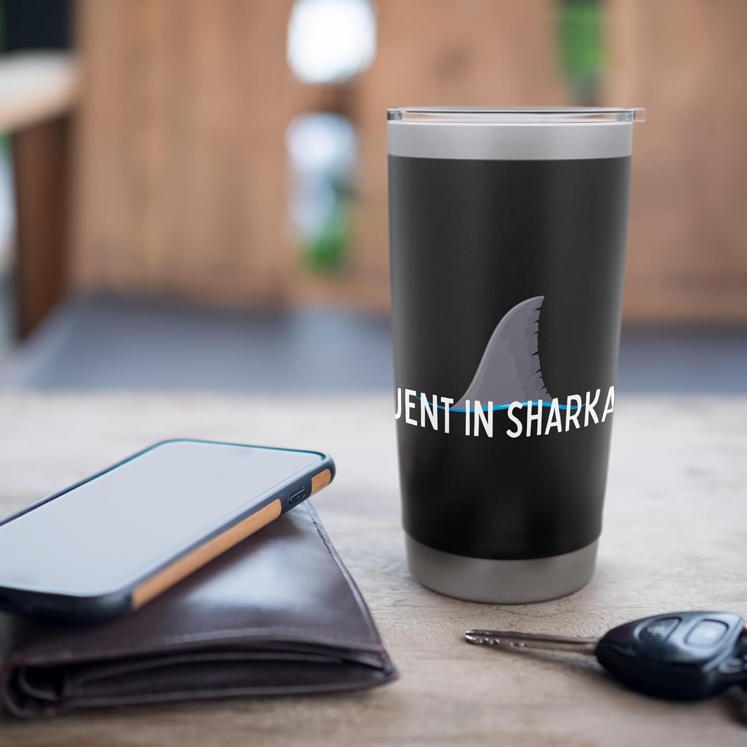 Minimalist Fluent in Sharkasm Funny Shark Lover Sayings Stainless Steel Insulated Tumbler - Image 7