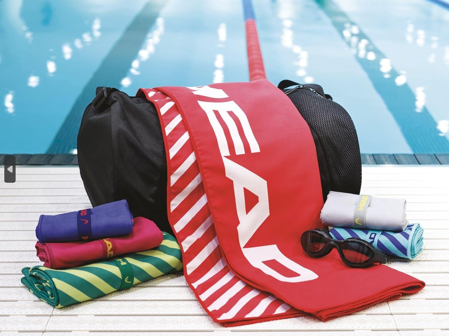 HEAD Active Stripes - Toalla Microfibra con Elástico, Toalla Baño Ideal como Toalla Gimnasio Hombre/Mujer 40x60 Suave Ligera Secado Rápido, Toallas Baño Absorbente Ahora Espacio, Toallas Lavabo y Gym