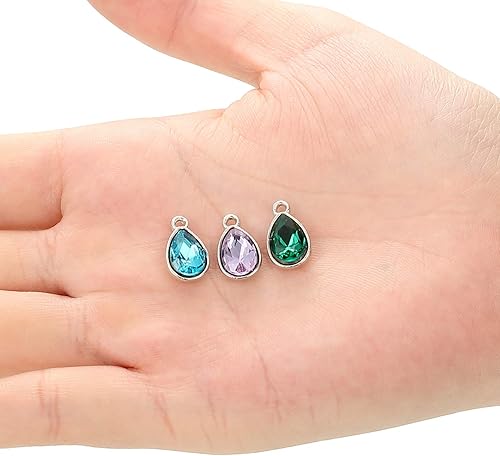 Miniatura 5 de Hicarer 52 colgantes de gota de agua, cuentas de cristal, dijes de diamantes de imitación, joyería de lágrima de diamantes de imitación, para mujer,