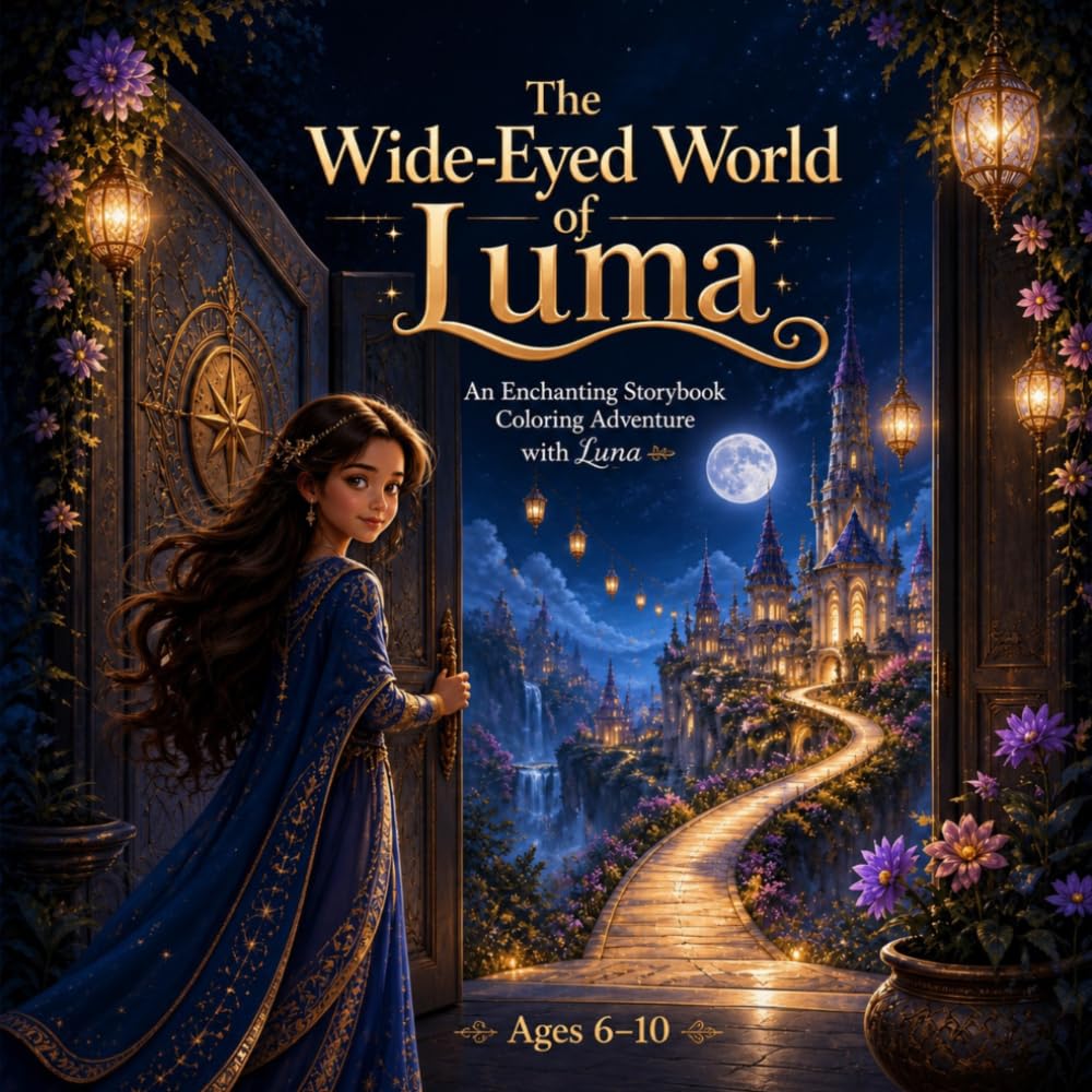 The Wide-Eyed World of Luma: An Enchanting Storybook Coloring Adventure with Luna