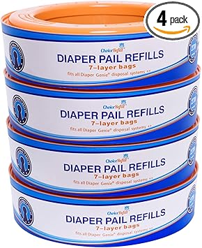 Compatible with Diaper Genie Pails, 4-Pack, 1300count