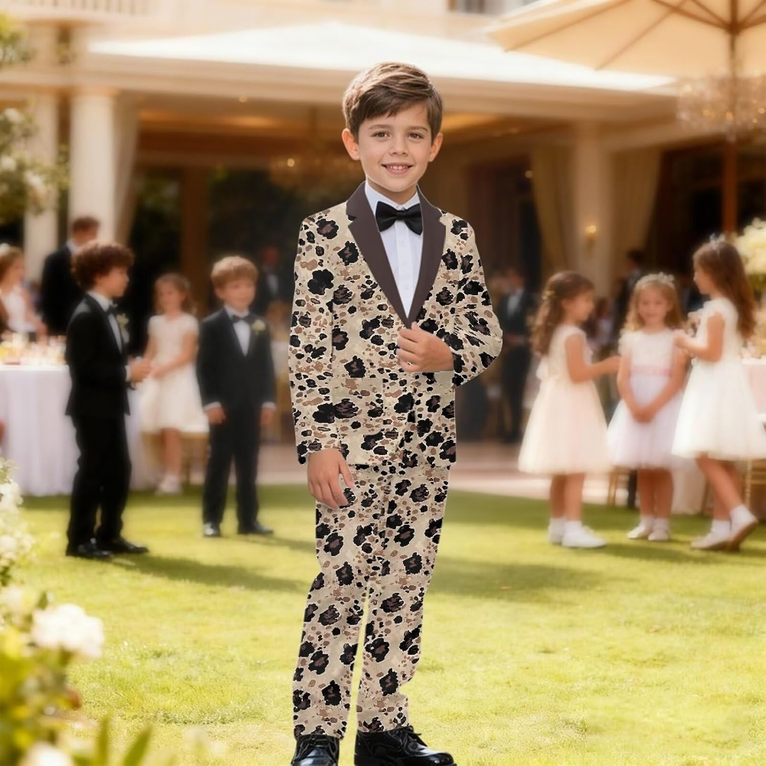 Suits Set for Boys Communion Wedding Ring Bearer Outfits Slim Fit V-Neck Blazer with Pants Dresswear for 6-14 Years