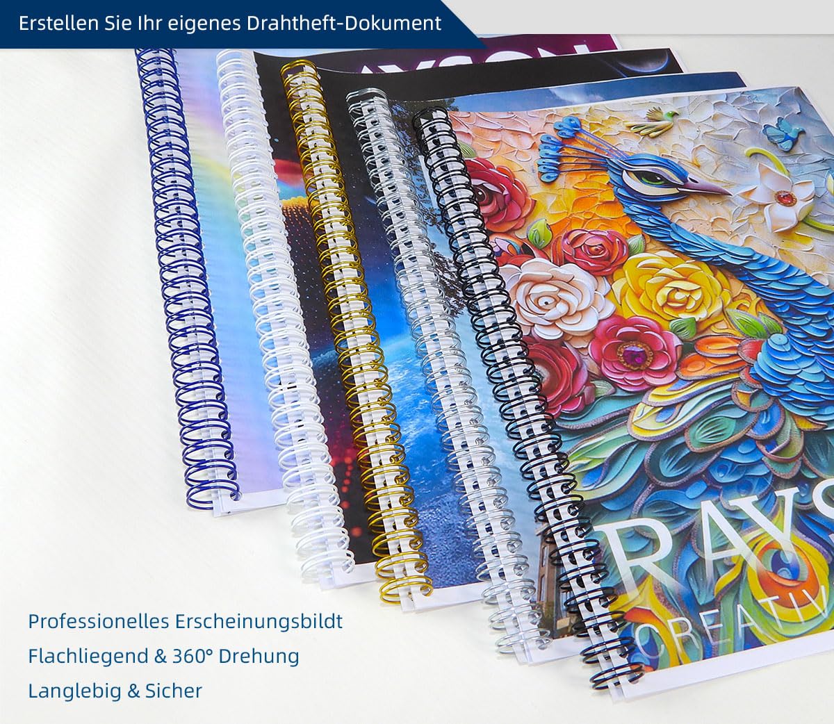 RAYSON Drahtbindegerät, 120 Blatt Binde, 3:1 Teilung, A4, 34-Loch-Doppelschleifen-Drahtbinder mit stabiler Metallkonstruktion, TD-130… | Robuste Metallkonstruktion, Kostenloses Bindematerial im Lieferumfang enthalten