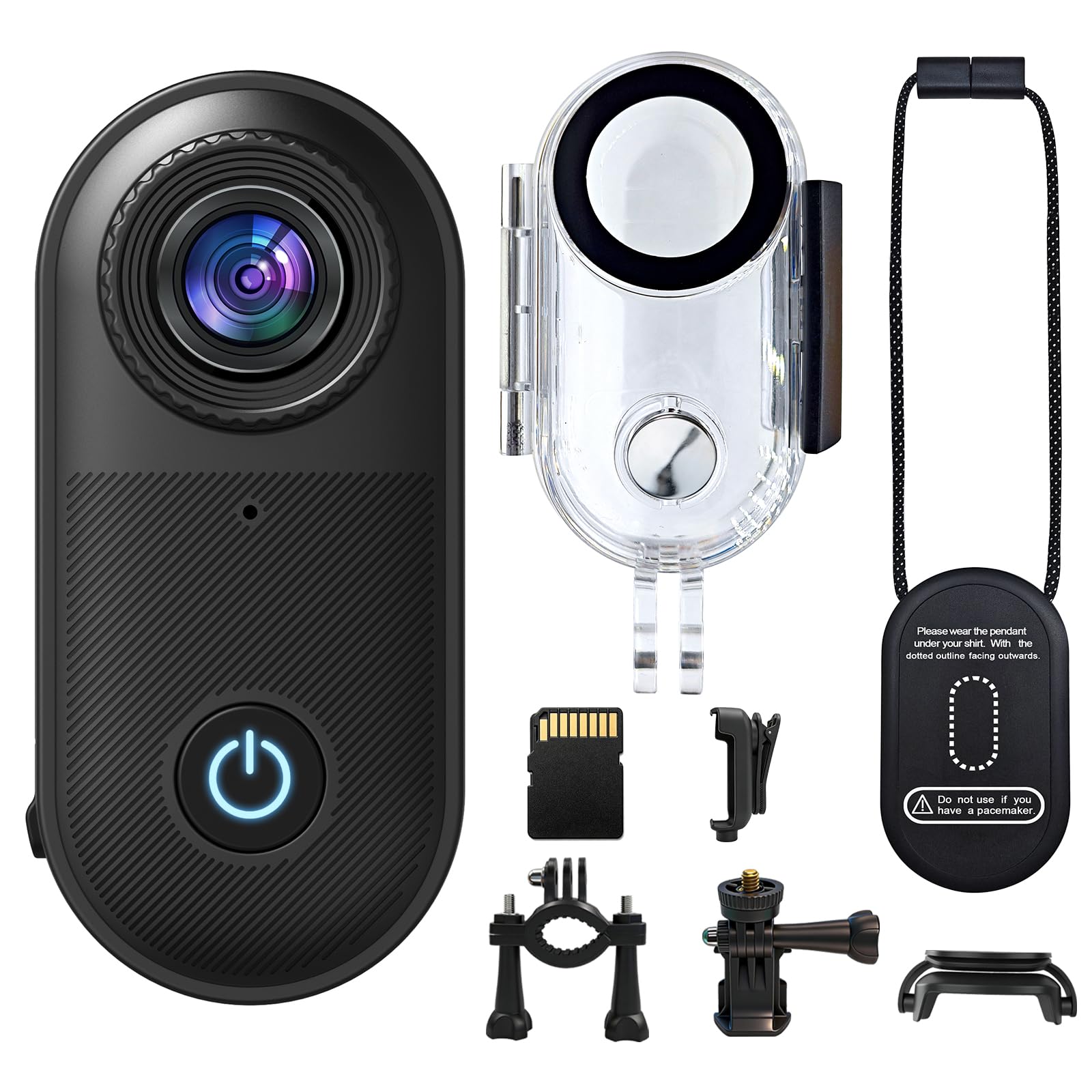 2.7K Camara Moto Tamaño Pulgar Magnética Portátil e Impermeable Body Cam | Con Tarjeta de Memoria y Accesorios, Grabación Audio y Vídeo para Deportes, Viajes, Vlogs y Exterior