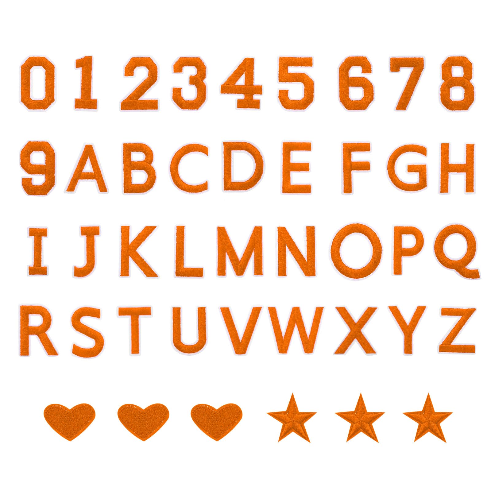Photo 1 of MECCANIXITY 78 Pcs Iron on Letters and Numbers, 2 Inch A-Z Letter Patches and 0-9 Number Patches for Clothing Orange Iron on Numbers Small Embroidered Patches for Jacket Clothes Hat Sock DIY