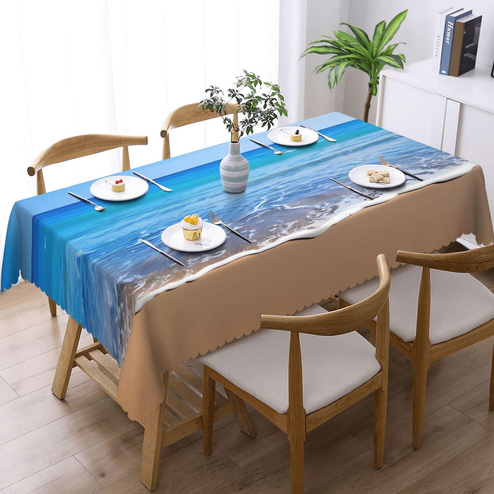 Eten en drinken print tafelkleed vlek- en kreukbestendig wasbaar tafelkleed rechthoek tafelkleed voor keuken eetkamer feest woondecoratie 140 x 180 cm