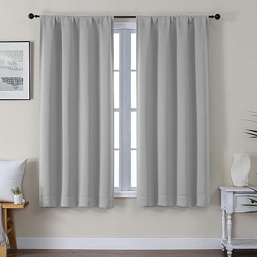 Miniatura 74 de Gwine - Cortinas opacas negras para dormitorio de 84 pulgadas de largo, juego de 2 paneles, cortinas sólidas reductoras de ruido con aislamiento