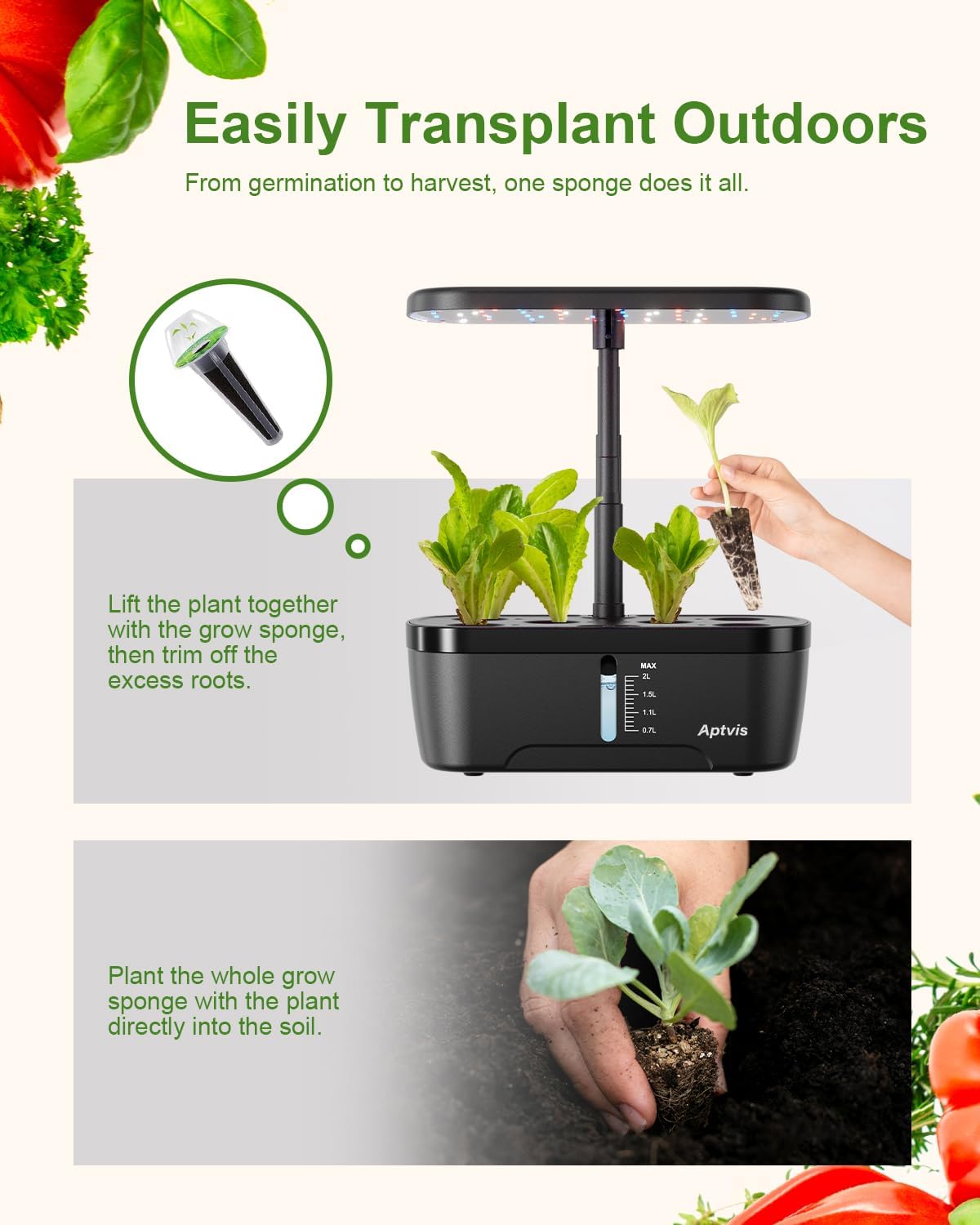 6 Pods Hydroponics Growing System Indoor Herb Garden & 80Pcs Hydroponics Pods Kit