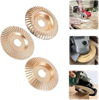 Tungsten Carbide Wood Carving Disc Set for Angle Grinder – Heavy-Duty Grinding Wheel, Sanding Disc & Polishing Pad for Cutting, Shaping, Sanding, Buffing（Three）