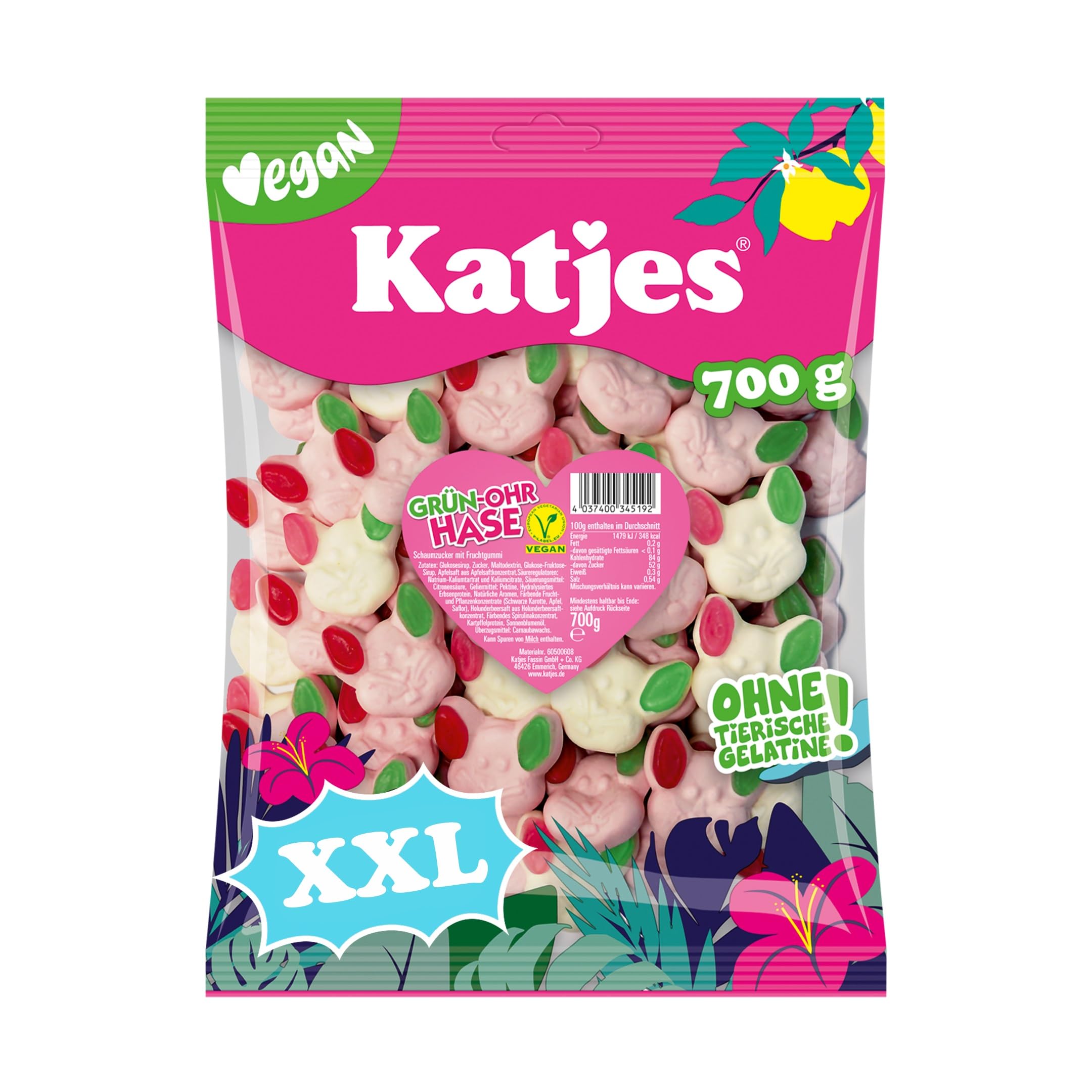 Katjes Grün-Ohr Hase Großpackung – Vegan, 1 x 700g
