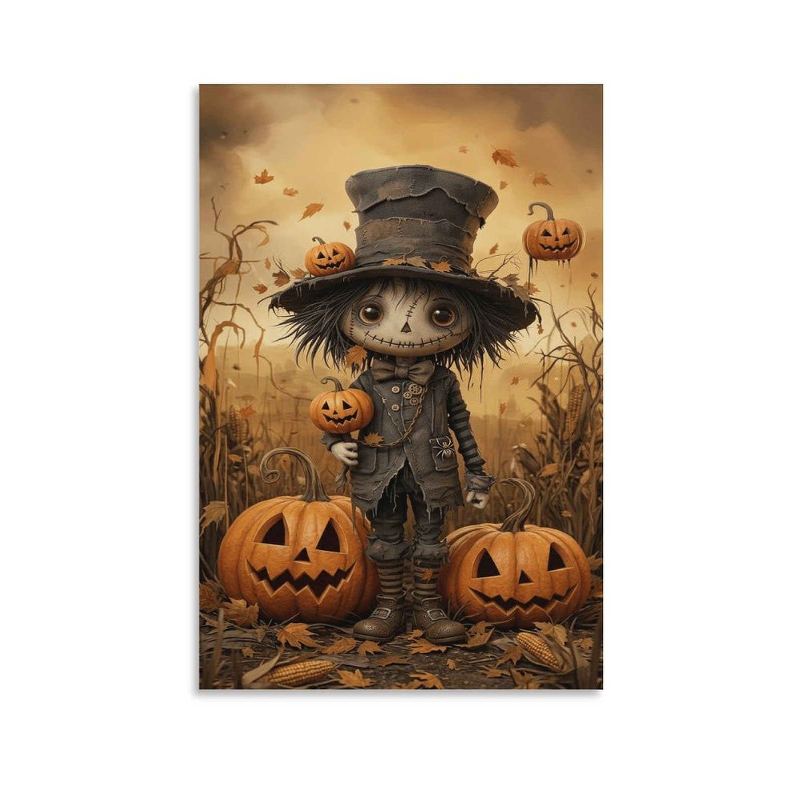 XPASHIQWC Halloween Wall Decor Poster Scarecrow Doll Giclee Canvas Prints Modern Wall Art Picture Wall Hanging for Home Decorations 20x30inch(50x75cm)