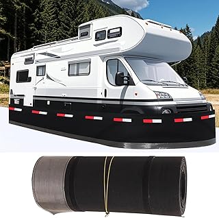 RV Skirting for Winter, Heavy Duty Travel Trailer Skirt with Lock Cable, Windproof, Waterproof & UV Resistant Camper Skirt for Large Travel Trailer & Mid Class C RV(72.2x2.6 ft)