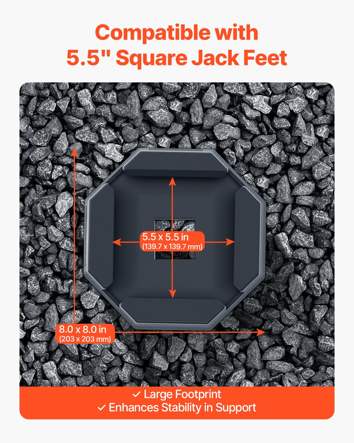 VEVOR Lot de 4 Patins de nivellement pour Camping-Cars et remorques, en Caoutchouc, Charge maximale : 2300 kg (par Coussin), Tampon de stabilisation de cric avec Grande Surface, idéal pour Les Pieds