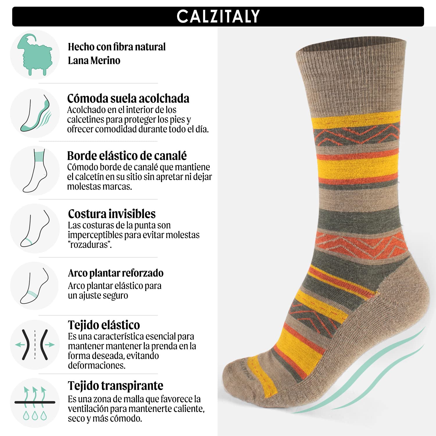 CALZITALY - PACK 3 PARES Calcetines de Senderismo, Calcetines Trecking Montaña, Calcetines Térmicos| Negro + Azul + Beige | 35/38, 39/42, 43/46 | Made in Italy