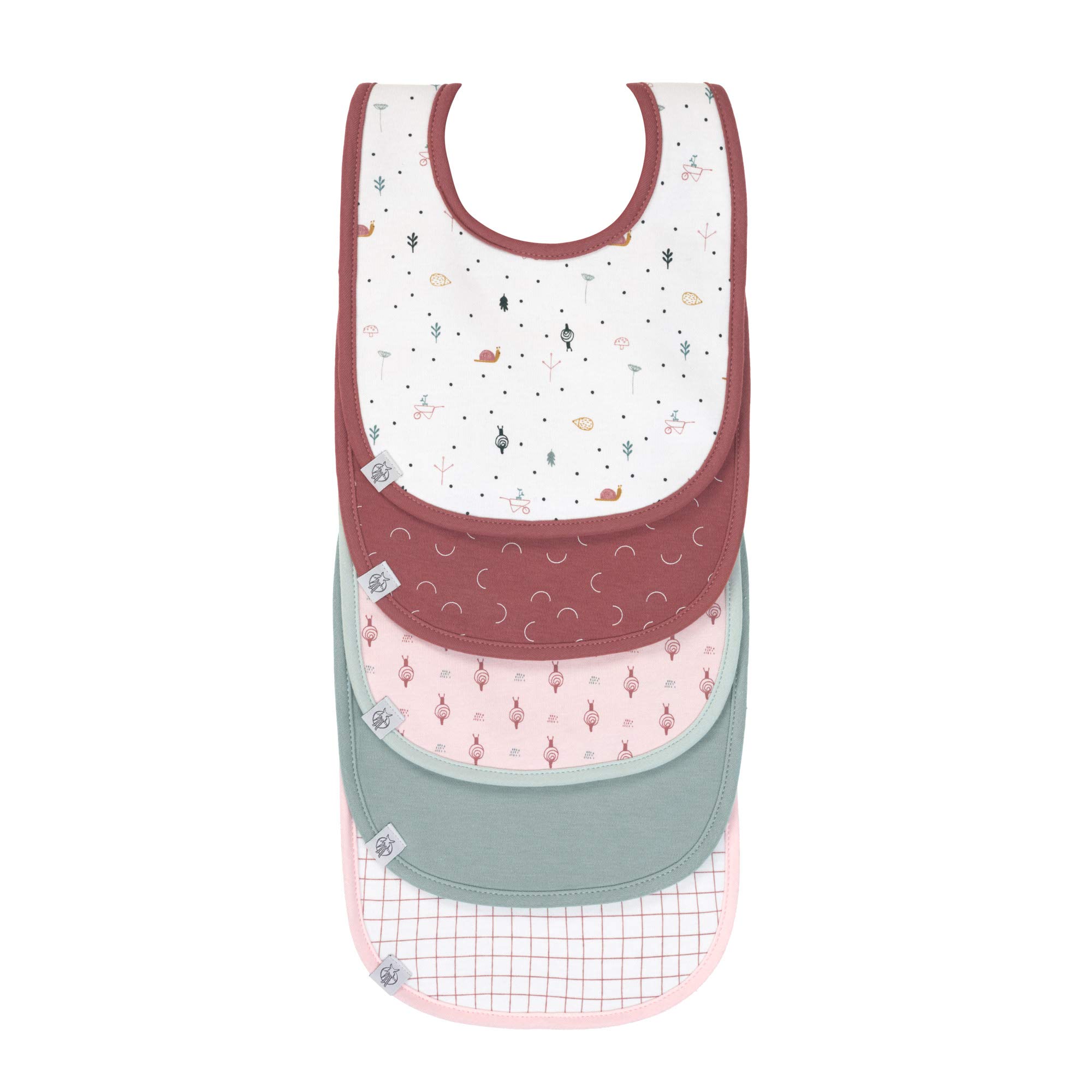 LÄSSIG Baby Kleinkind Lätzchen Set (5 St.) Klettverschluss Baumwolle wasserdicht/Value Pack Bib Garden Explorer Schnecke