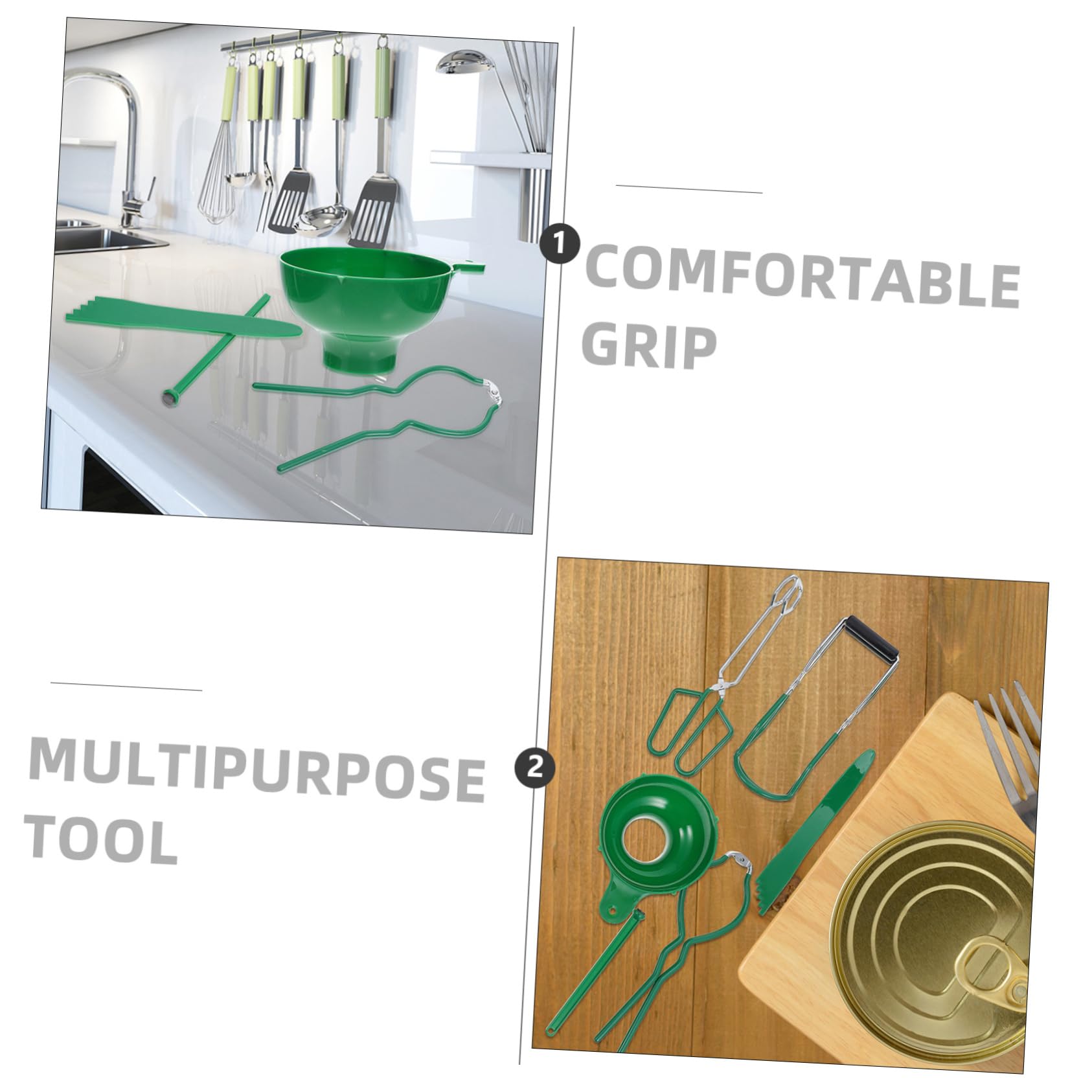 Juego de 6 Pinzas para Enlatar Verde de Acero Inoxidable