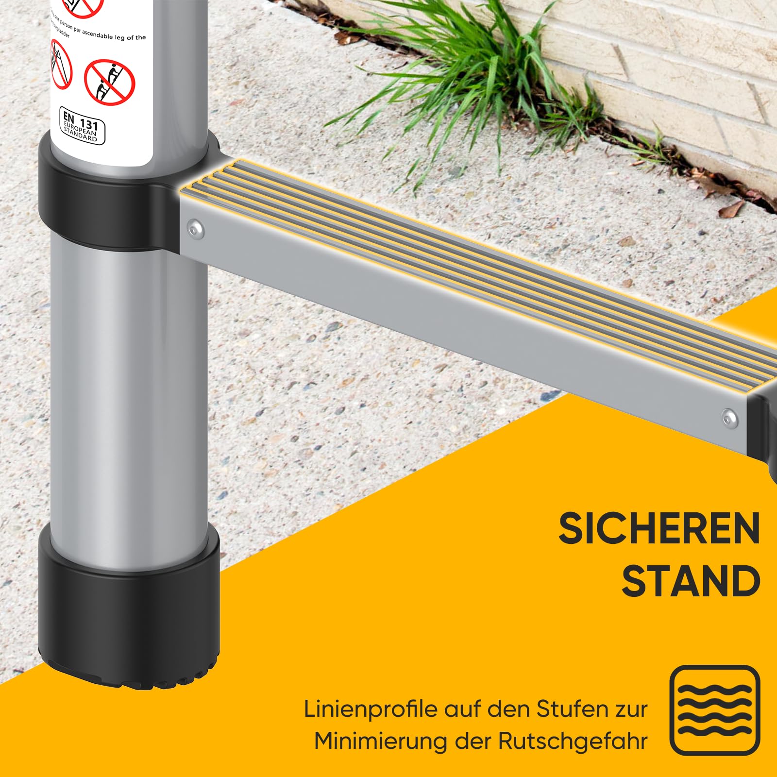 Teleskopleiter, Ausziehleiter mit 11 Sprossen, Max. Arbeitshöhe 3,95 m, Mit Klettverschluss, Leicht zu Verstauen & Transport, Klappbar, Platzsparend, Belastbar bis 150 kg (Leiterlänge 3,2 m)