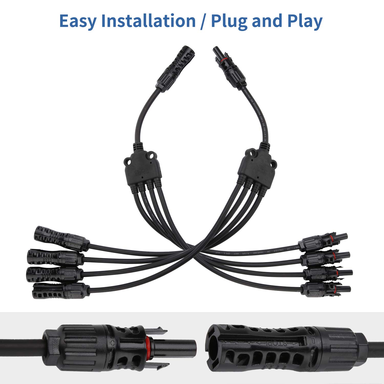 Solar Panel Adapter 4 Pin Snapklik.com : Ansxiy Solar Y Branch Connectors 1 To 4, Solar Panel ...