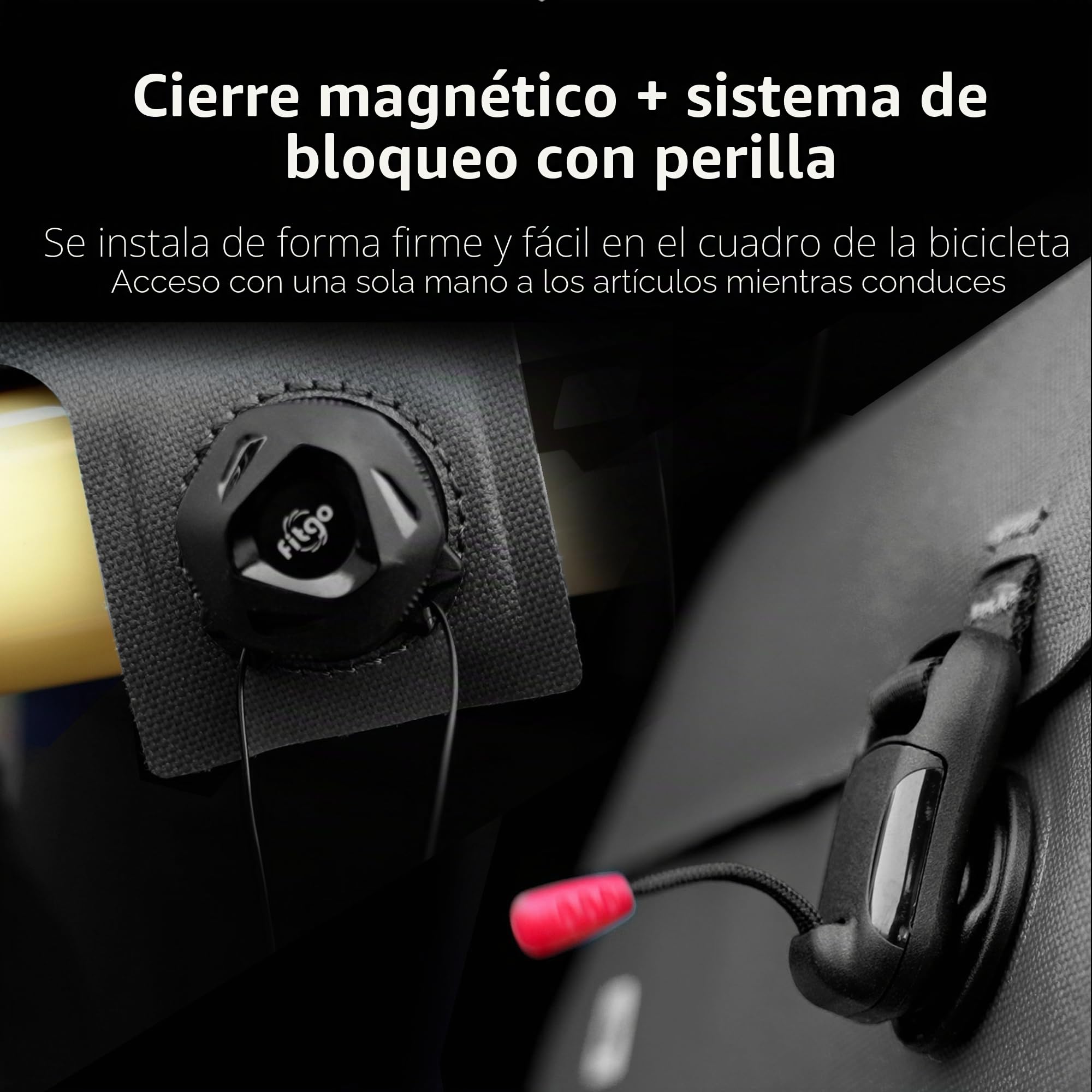 Rhinowalk Bolsa para Cuadro de Bicicleta Con Cierre Magnético, Resistente al Agua, Bolsa para Tubos, Bolsillo Frontal, Accesorio para Manillar