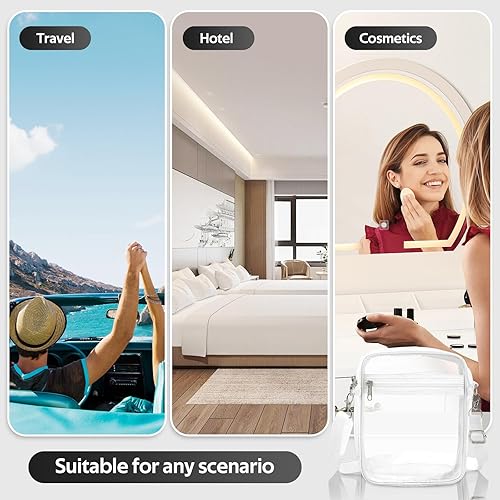 Miniatura 6 de IEKEODI Bolsa transparente aprobada para estadios, bolsa cruzada transparente de PVC para mujer, para conciertos, festivales, eventos deportivos