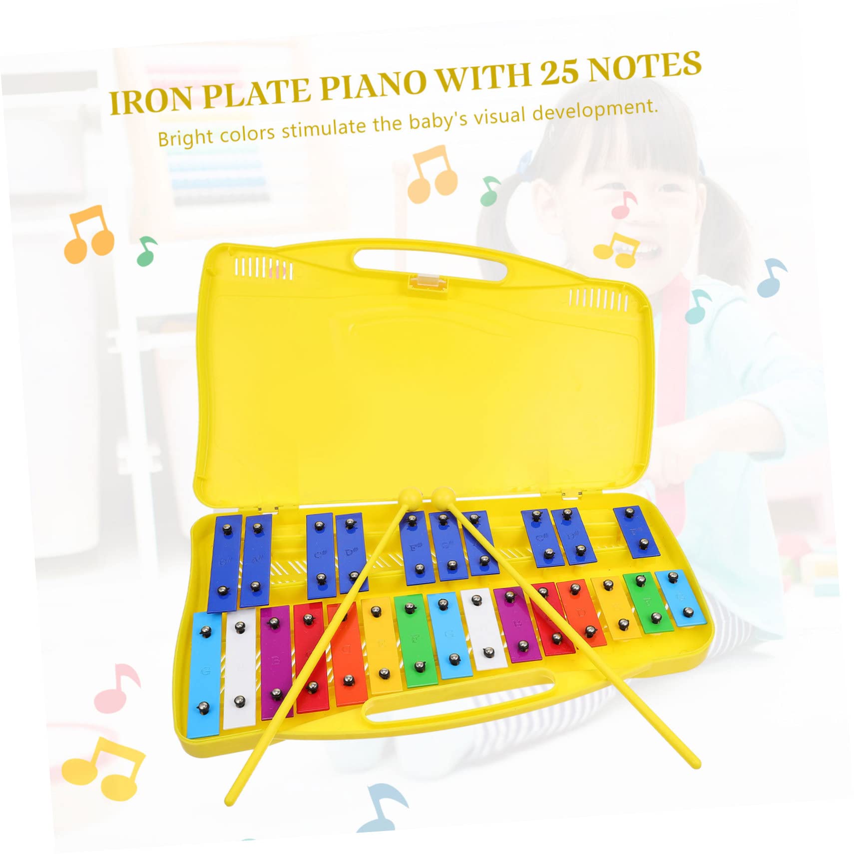 Metalófono de Percusión de 25 Notas, Placa de Hierro, 1 Juego | Azul, Plástico, para Niño y Ñiño, Fomenta Interés Musical, Seguro para Piel