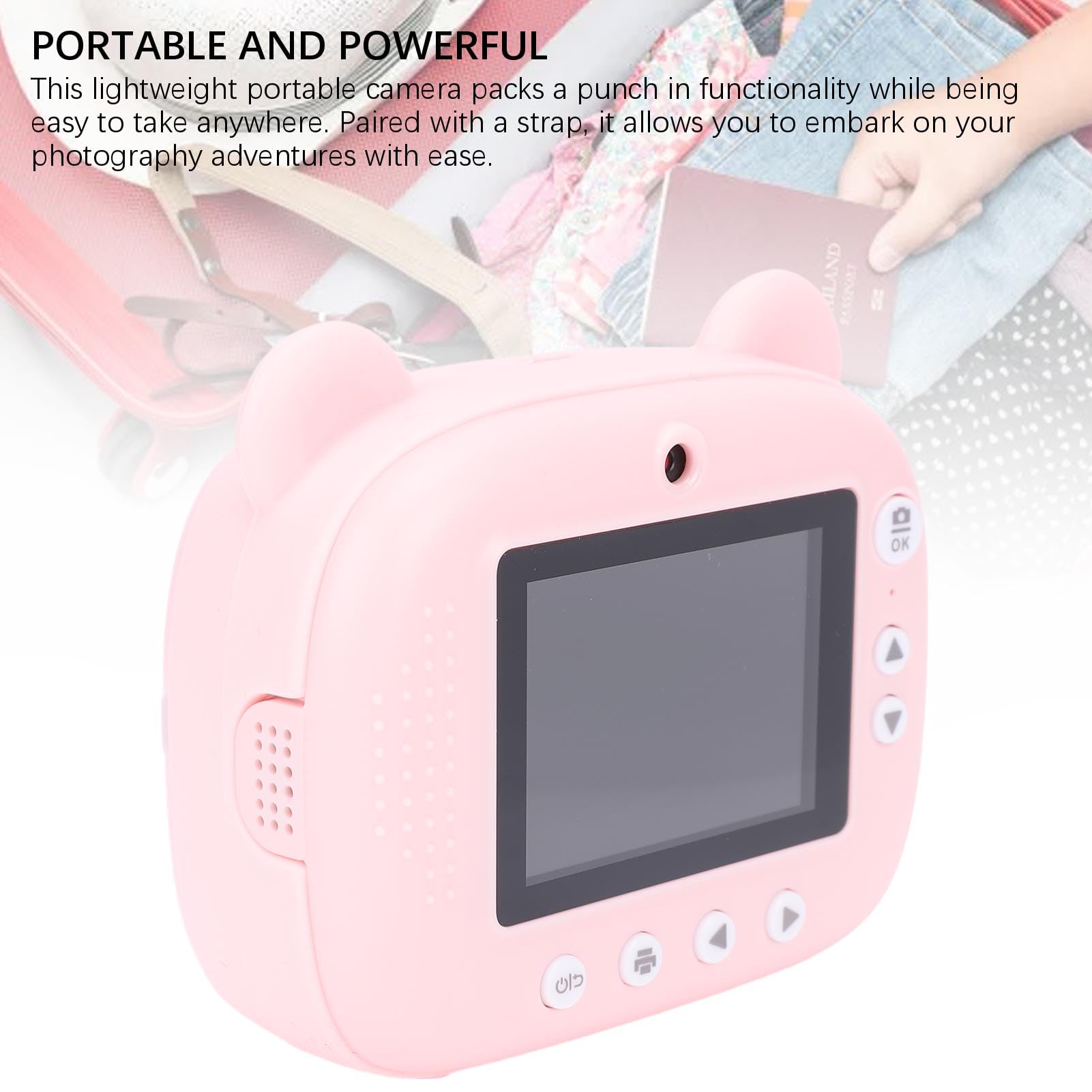 Fotocamera a Stampa Istantanea, Fotocamera Istantanea Portatile a Doppio Obiettivo da 48 MP con Scheda di Memoria da 32 GB per Fotografie di Famiglia in Viaggio