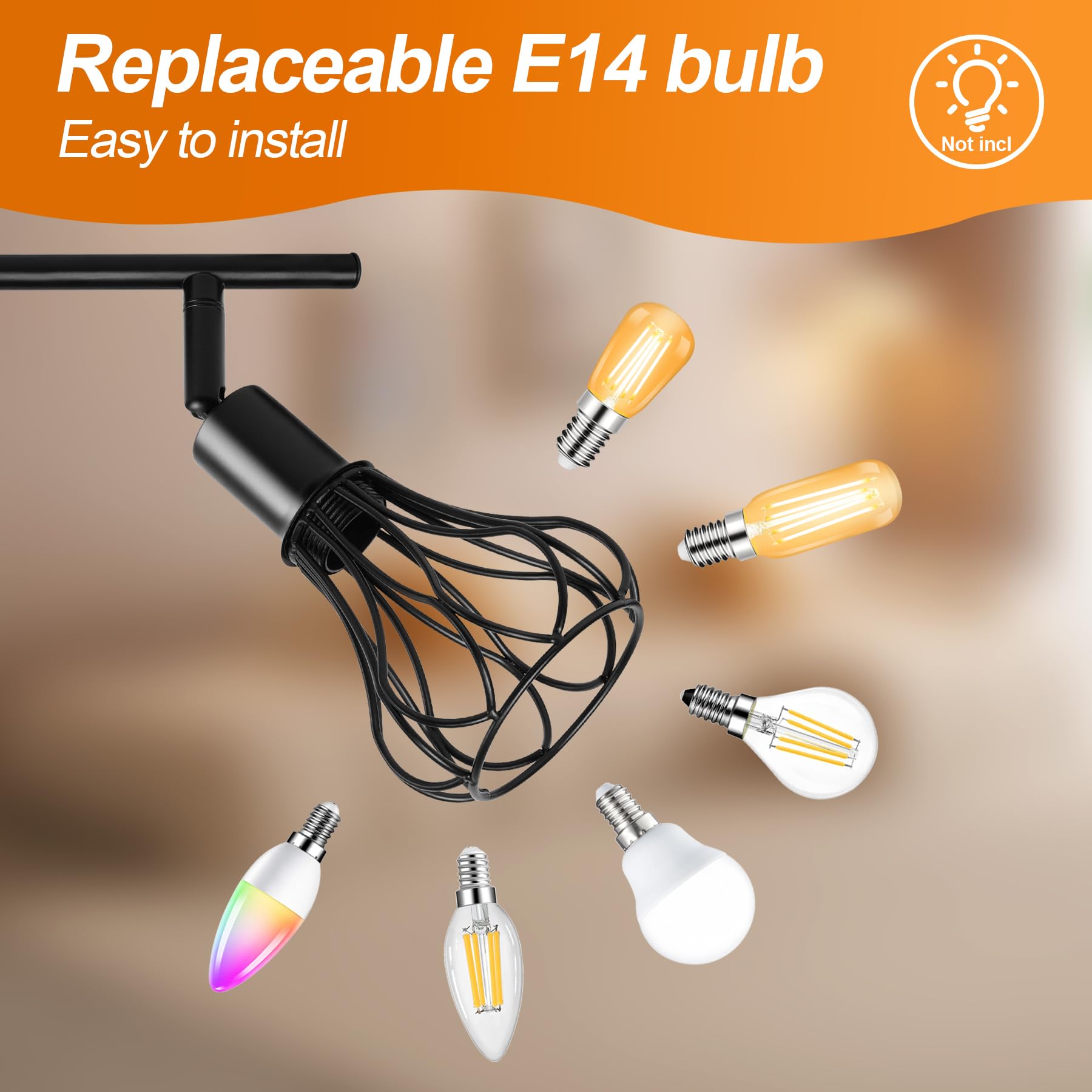GeyouLux Deckenlampe LED Deckenleuchte E14 Deckenstrahler 6 Flammig Schwenkbar 350° Deckenspots Retro Küchenlampe Wohnzimmerlampe Schwarz Lampe für Küche Wohnzimmer Flur Schlafzimmer Ohne Leuchtmittel