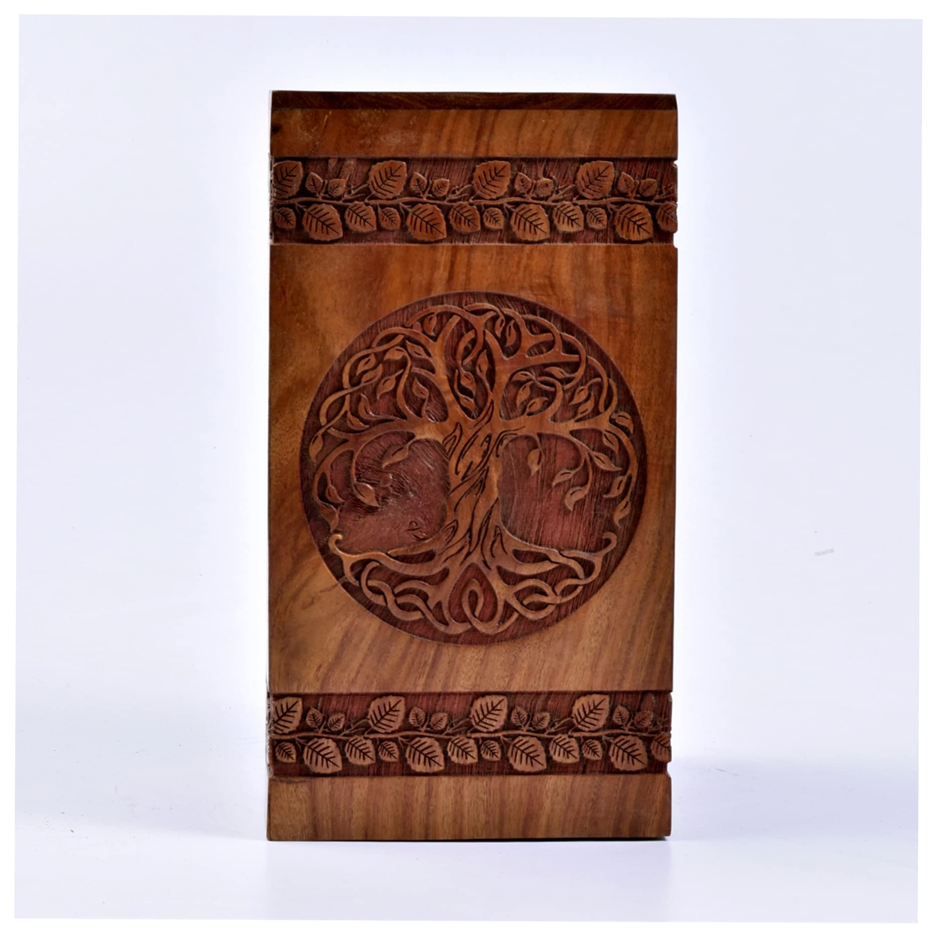 Tamanna palissander urn voor menselijke as - levensboom houten kist - gepersonaliseerde crematie-urn voor as, handgemaakte grote houten urndoos (XL (14 x 7,5 in) 640CU