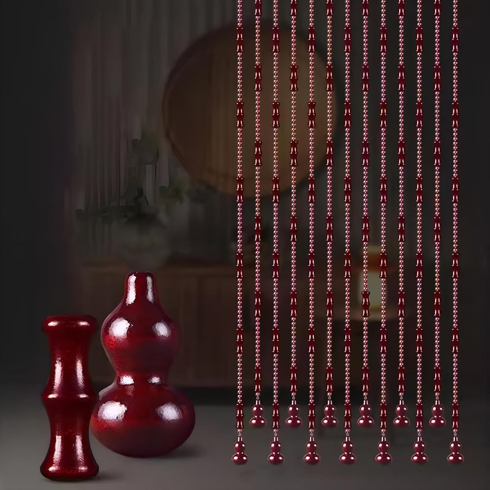 Eiauiuo 21 Strip Bead Curtain With Crystal & Wooden Beads, Bamboo Shape Hanging Curtain For Living Room, Balcony, Doorway, Room Divider, Home Interior Decoration(Lilarot,80x198cm(WxH))