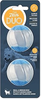ZEUS Duo Balls with Glow in The Dark & Squeaker, Interactive Dog Toys, Small