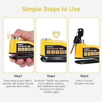 Alarm Disc Lock Motorbike Lock 110db 7mm For Motorbike Bike Moped
